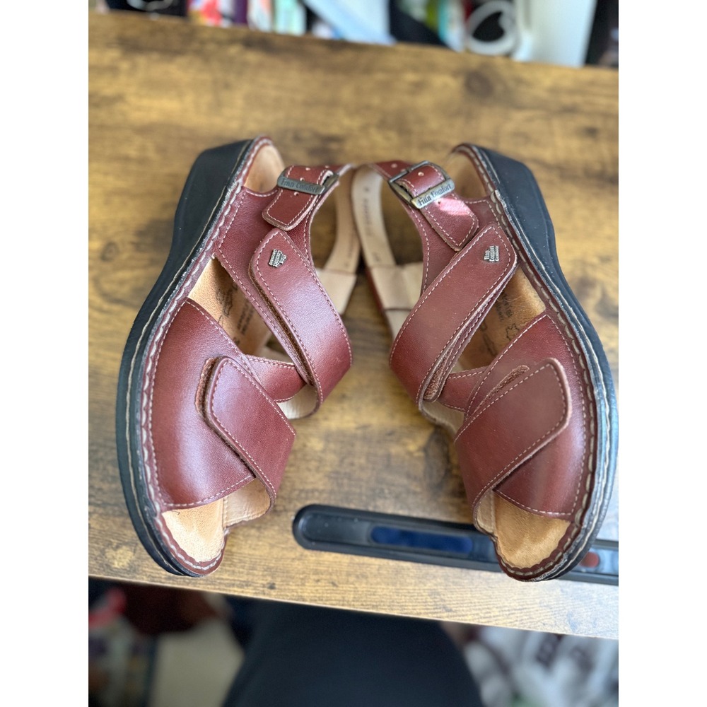 Finn Comfort Sandals Leather Brown EU 37 US 7 Adjustable Strap Comfort - Picture 3 of 8